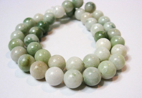 10 mm Jade Mashan Grün-Weiss Edelstein Strang, Kettenstrang